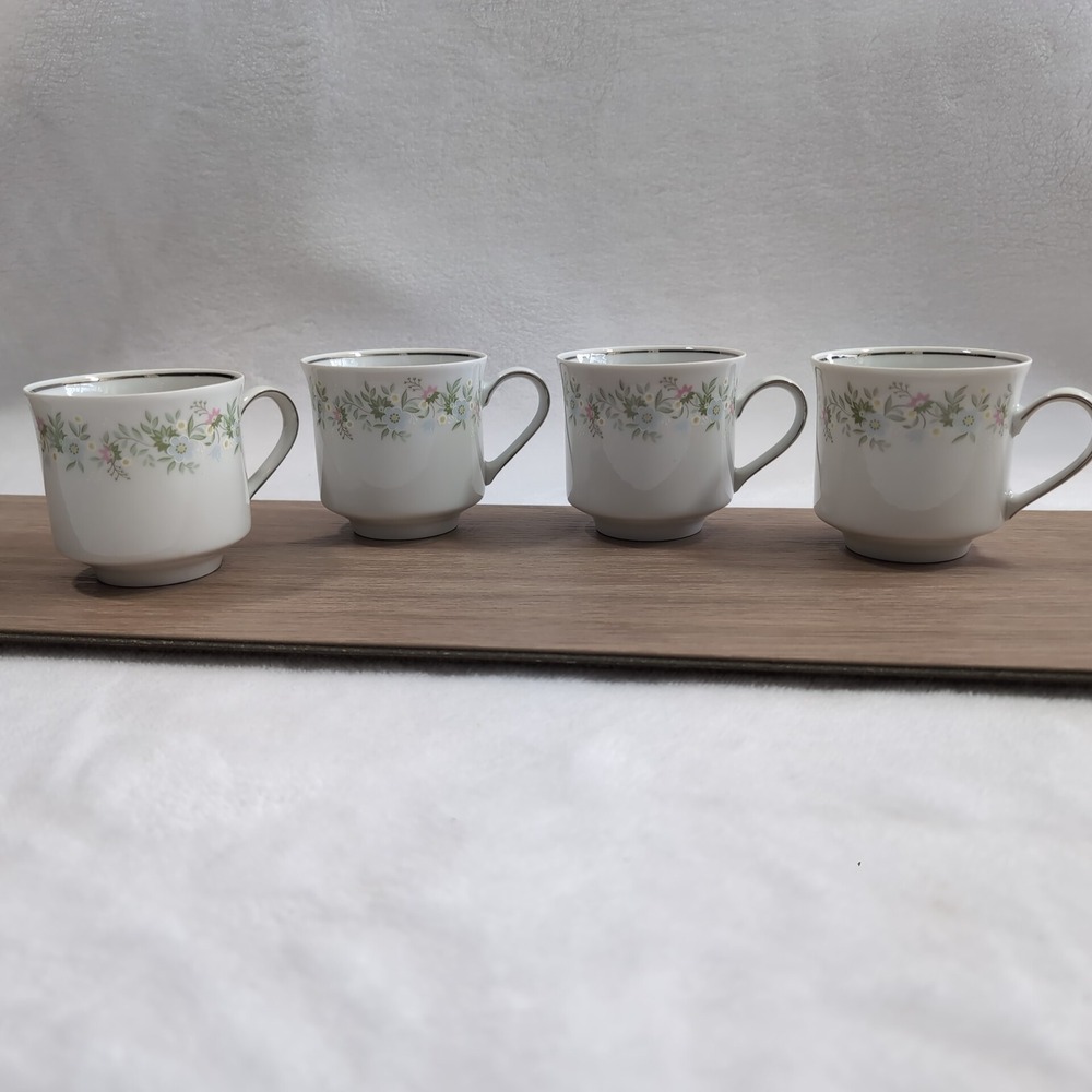 Johann Haviland Forever Spring Coffee Cups‎ Set 4 Bavaria Germany Floral 80s